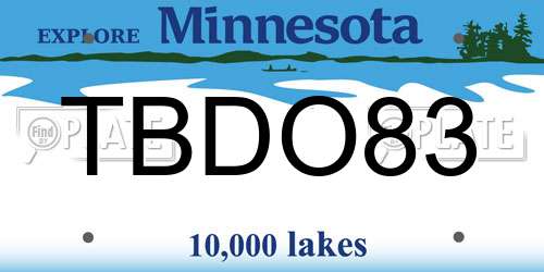 TBDO83 Minnesota License Plate