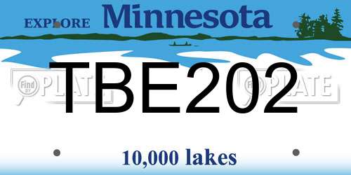 TBE202 Minnesota License Plate