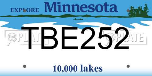 TBE252 Minnesota License Plate