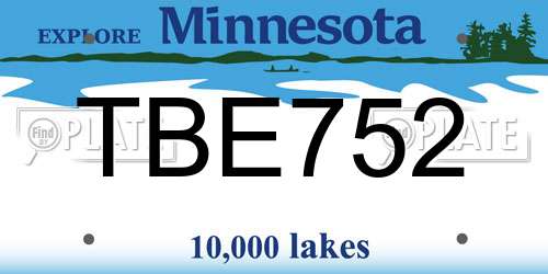 TBE752 Minnesota License Plate