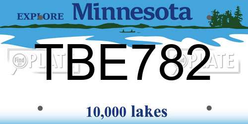 TBE782 Minnesota License Plate