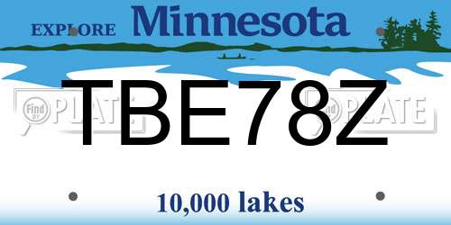 TBE78Z Minnesota License Plate