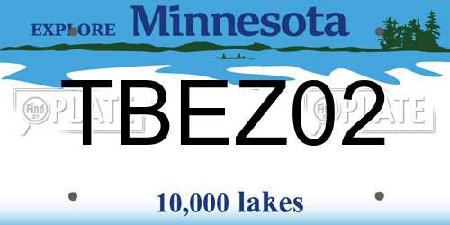 TBEZ02 Minnesota License Plate