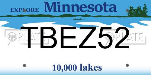 TBEZ52 Minnesota License Plate