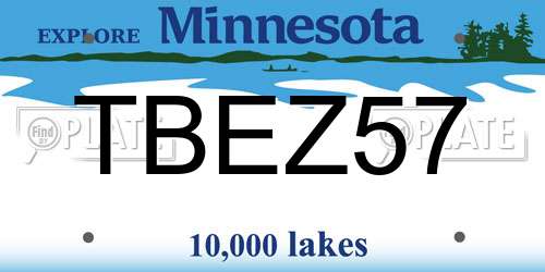 TBEZ57 Minnesota License Plate