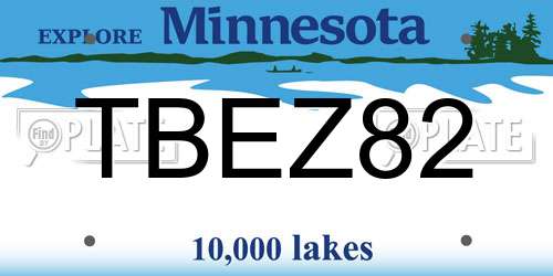 TBEZ82 Minnesota License Plate