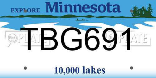 TBG691 Minnesota License Plate