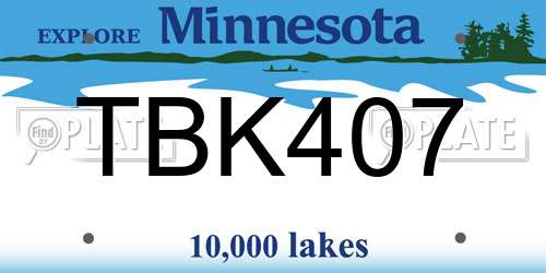 TBK407 Minnesota License Plate