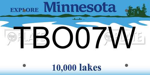 TBO07W Minnesota License Plate