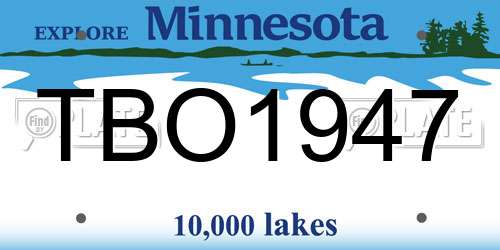 TBO1947 Minnesota License Plate