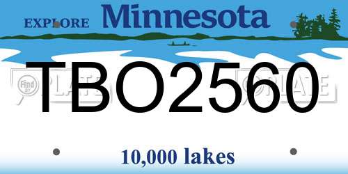 TBO2560 Minnesota License Plate