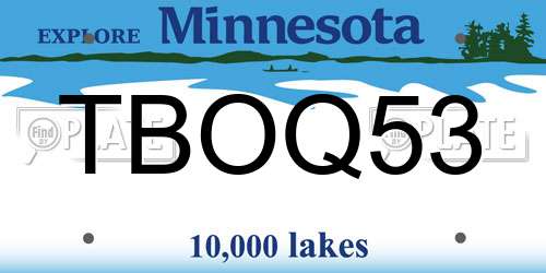 TBOQ53 Minnesota License Plate