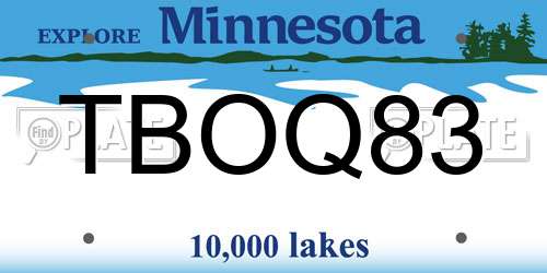 TBOQ83 Minnesota License Plate