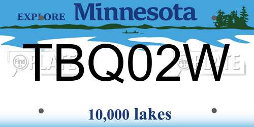 TBQ02W Minnesota License Plate