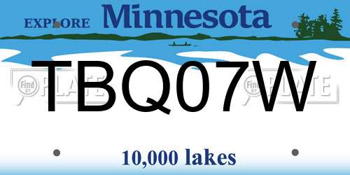 TBQ07W Minnesota License Plate
