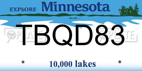TBQD83 Minnesota License Plate