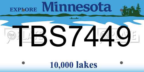 TBS7449 Minnesota License Plate