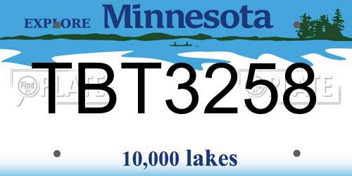 TBT3258 Minnesota License Plate