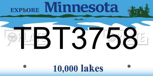 TBT3758 Minnesota License Plate