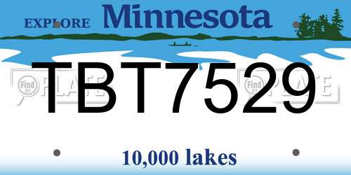 TBT7529 Minnesota License Plate