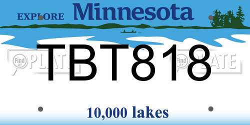 TBT818 Minnesota License Plate