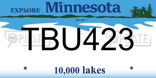 TBU423 Minnesota License Plate