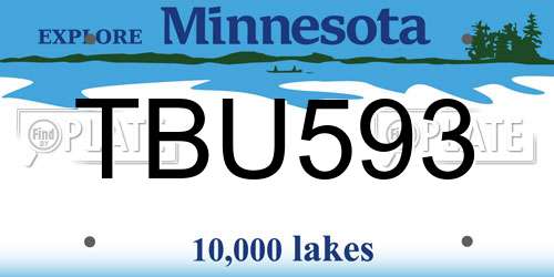 TBU593 Minnesota License Plate