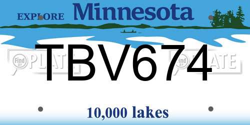 TBV674 Minnesota License Plate