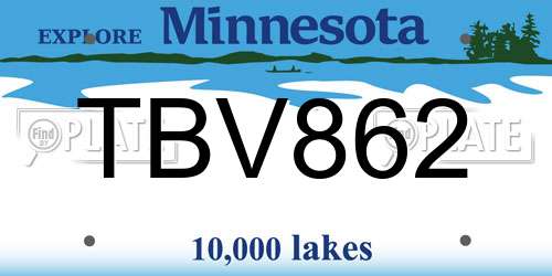 TBV862 Minnesota License Plate