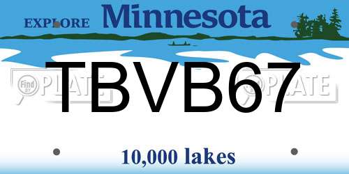 TBVB67 Minnesota License Plate