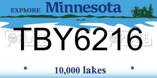 TBY6216 Minnesota License Plate