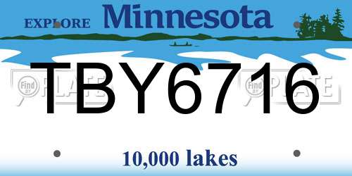 TBY6716 Minnesota License Plate