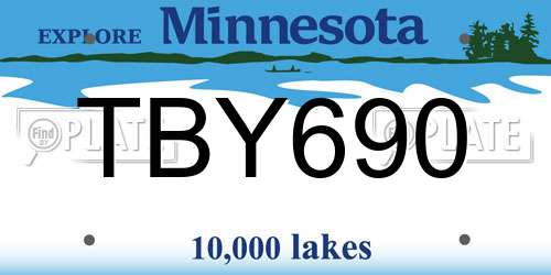 TBY690 Minnesota License Plate