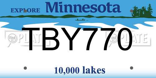 TBY770 Minnesota License Plate