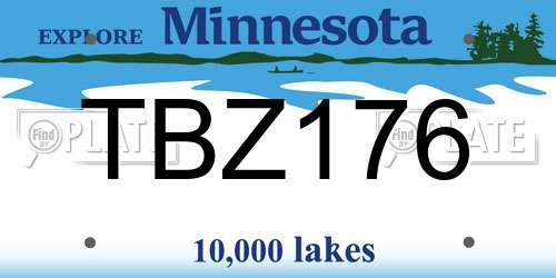 TBZ176 Minnesota License Plate