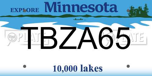 TBZA65 Minnesota License Plate