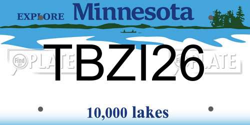TBZI26 Minnesota License Plate