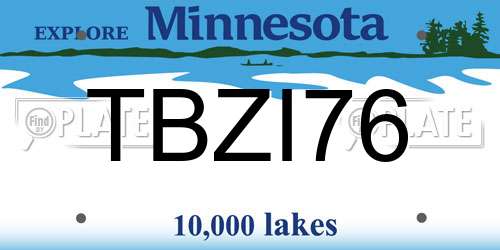 TBZI76 Minnesota License Plate