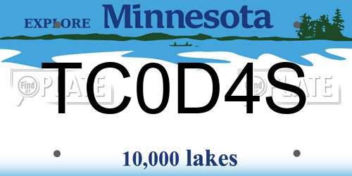 TC0D4S Minnesota License Plate