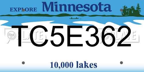 TC5E362 Minnesota License Plate