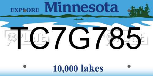 TC7G785 Minnesota License Plate