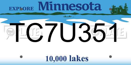TC7U351 Minnesota License Plate