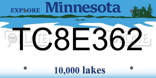 TC8E362 Minnesota License Plate