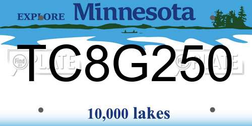 TC8G250 Minnesota License Plate