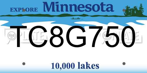 TC8G750 Minnesota License Plate