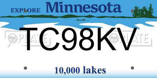 TC98KV Minnesota License Plate