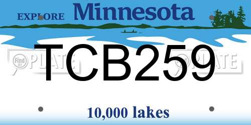TCB259 Minnesota License Plate