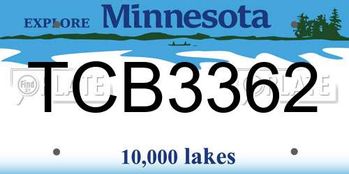 TCB3362 Minnesota License Plate