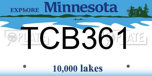TCB361 Minnesota License Plate