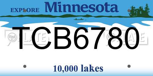 TCB6780 Minnesota License Plate